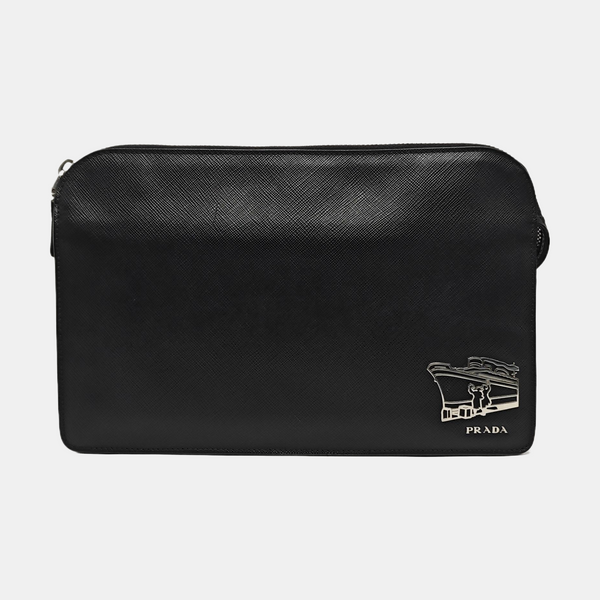 Saffiano Calfskin Clutch Black