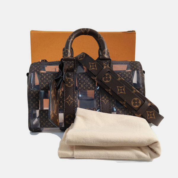 KEEPALL 25 Monogram Coated Canvas Brown