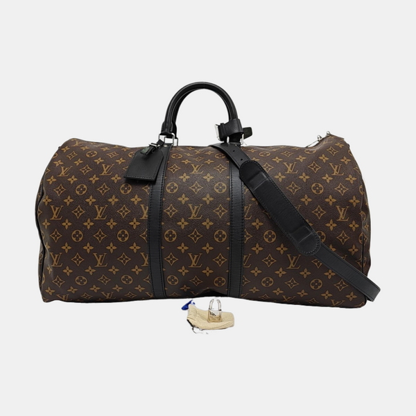 KEEPALL 55 Monogram Coated Canvas Brown