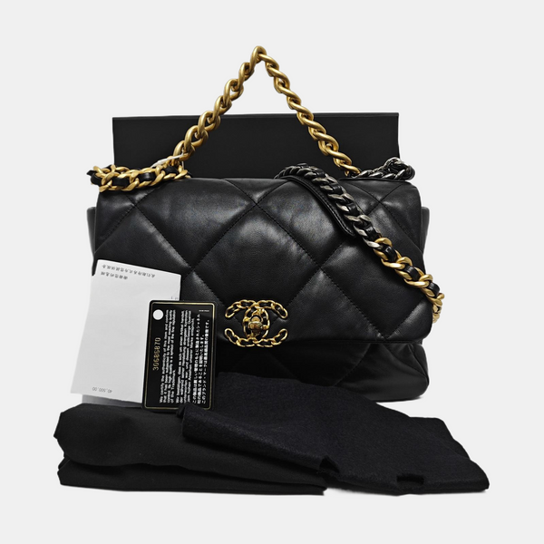 CHANEL 19 Large Quilted Lambskin Black