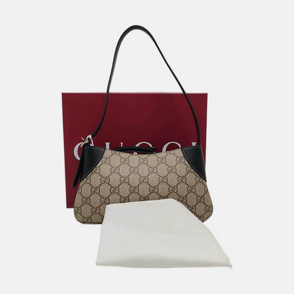 GG Emblem Small Monogram Coated Canvas Beige