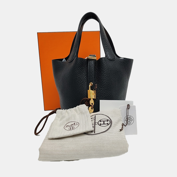 Authenticated pre-owned Picotin Lock Clemence Black - Bucket Bag at Looply