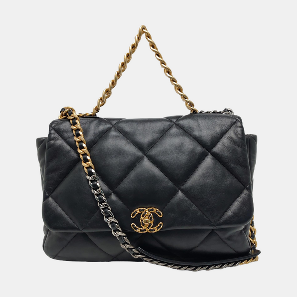 CHANEL 19 Maxi Quilted Lambskin Black