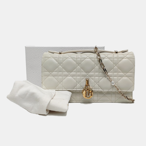 Authenticated pre-owned My Dior Mini Cannage Lambskin White - Shoulder Bag at Looply