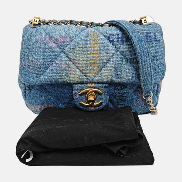 CLASSIC FLAP Mini Quilted Denim Blue