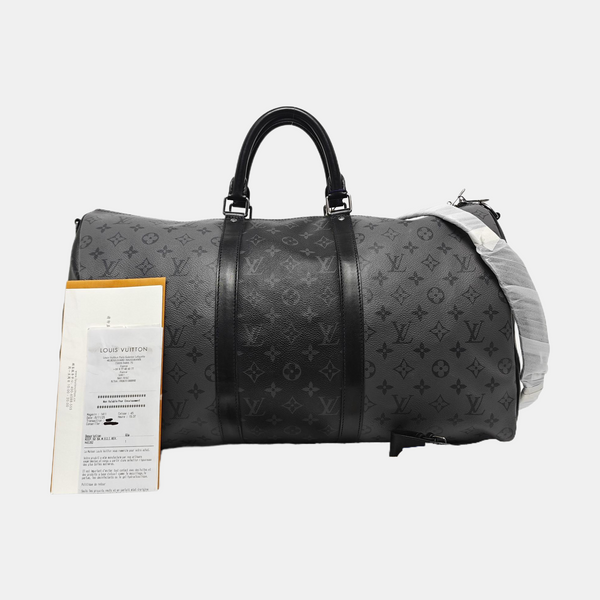 KEEPALL 50 Monogram Coated Canvas Gray