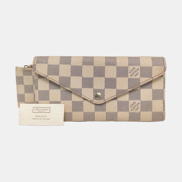 SARAH Damier Azur Coated Canvas White Wallet