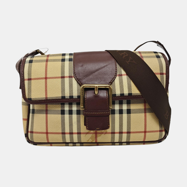 Coated Canvas Shoulder Bag Beige