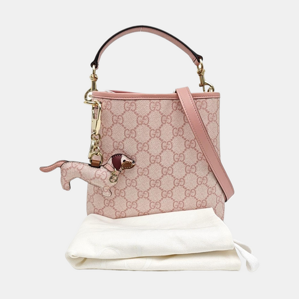 GG Emblem Small Monogram Coated Canvas Pink