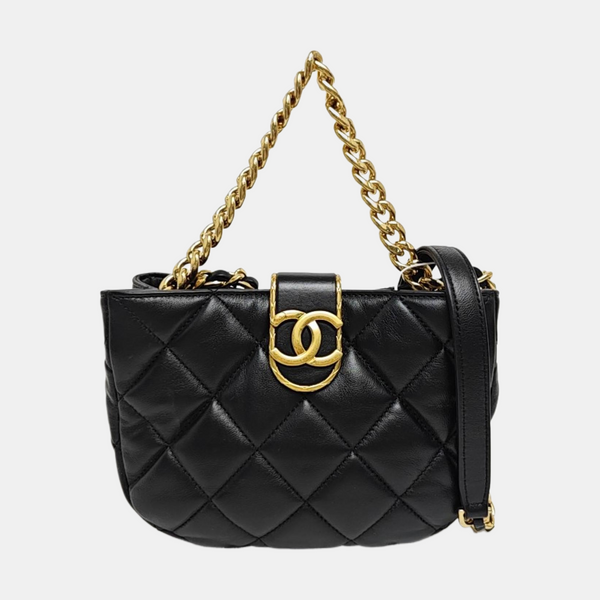 Quilted Lambskin Shoulder Bag Small Black