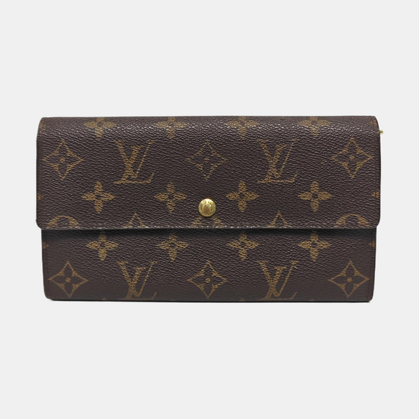 PORTE MONNAIE Monogram Coated Canvas Brown Wallet