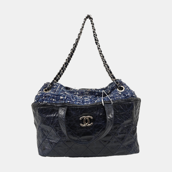 Quilted Calfskin Shoulder Bag Blue