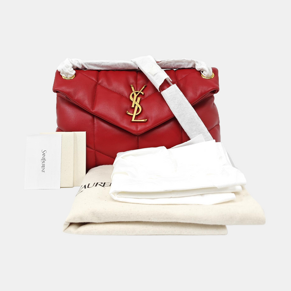 LOULOU Small Quilted Lambskin Red