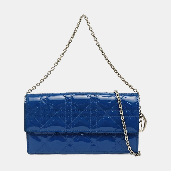 Lady Dior Small Cannage Patent Leather Blue