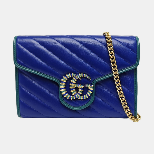 GG Marmont Mini Quilted Calfskin Blue