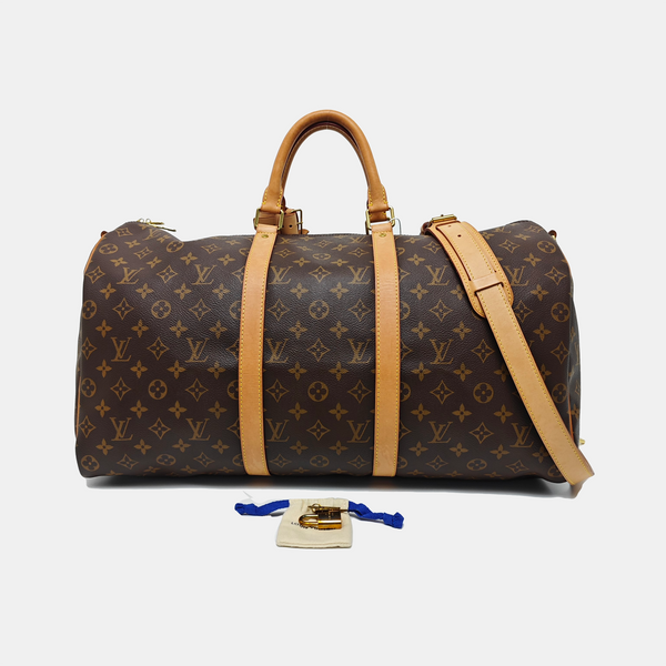 KEEPALL 50 Monogram Coated Canvas Brown
