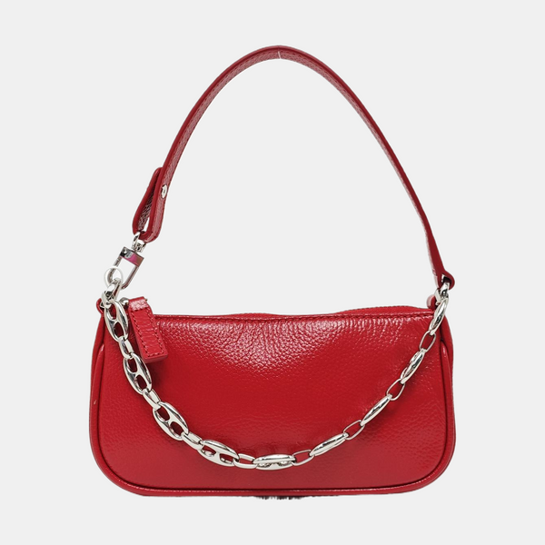 Leather Top Handle Bag Red