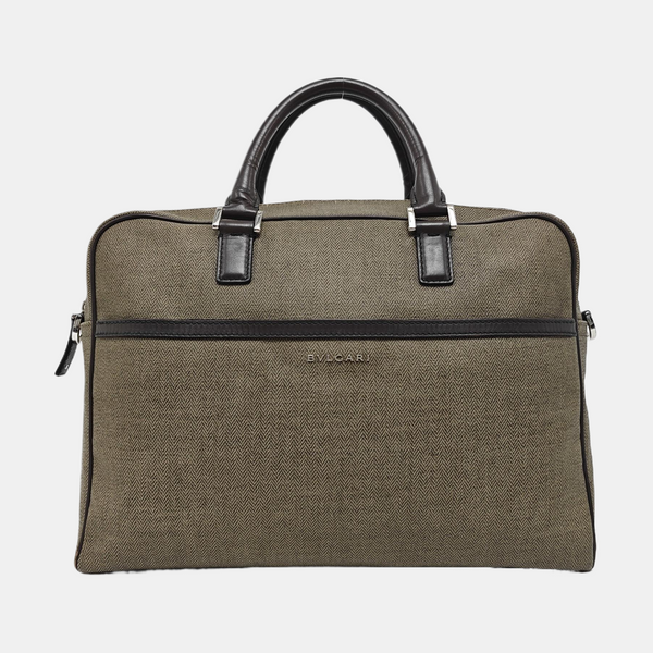 Coated Canvas Top Handle Bag Brown
