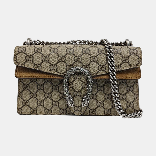 Dionysus Small Monogram Coated Canvas Beige