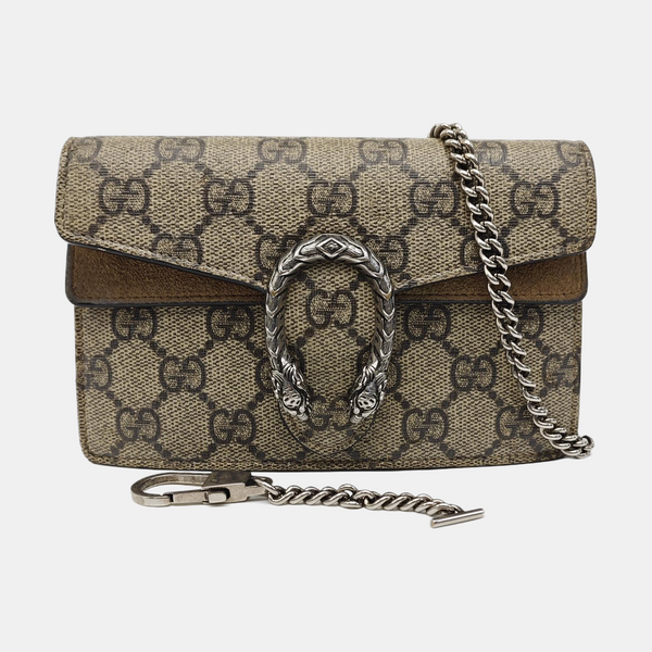 Dionysus Super Mini Monogram Coated Canvas Beige