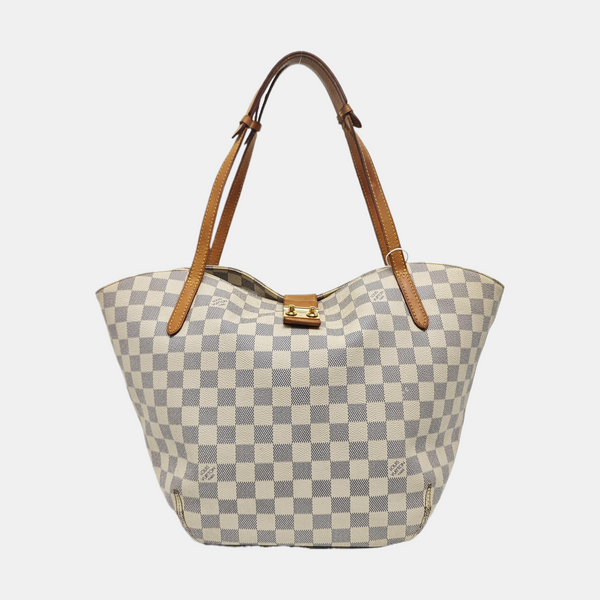 SALINA PM Damier Azur Coated Canvas White