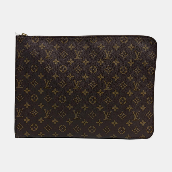 Monogram Coated Canvas Clutch Brown