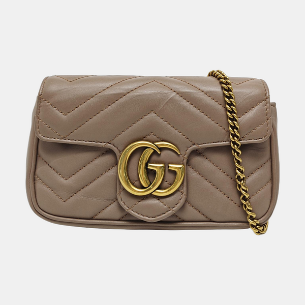 GG Marmont Mini Quilted Calfskin Beige