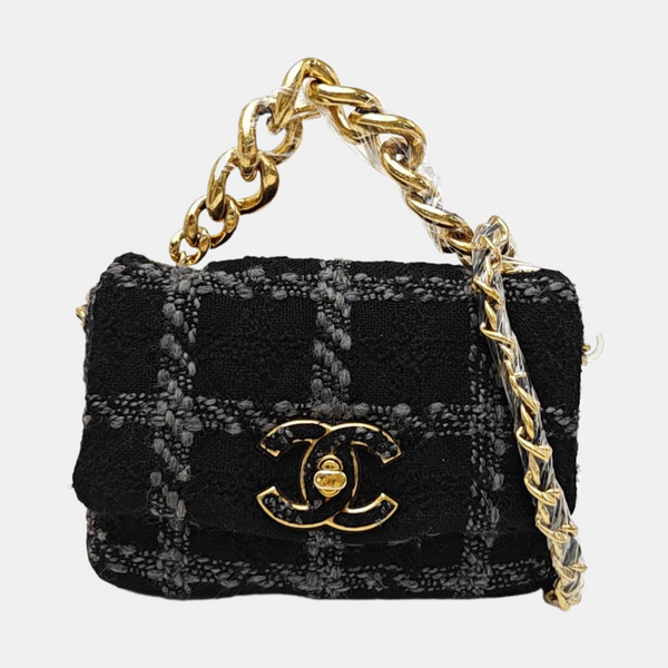 CHANEL 19 Small Quilted Wool Black