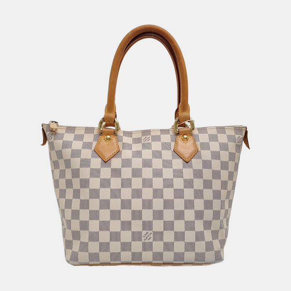 SALEYA PM Damier Azur Coated Canvas White