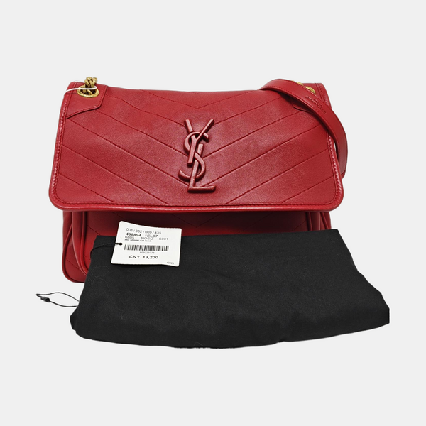 NIKI Medium Chevron Lambskin Red