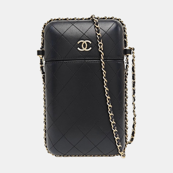 Quilted Lambskin Shoulder Bag Black