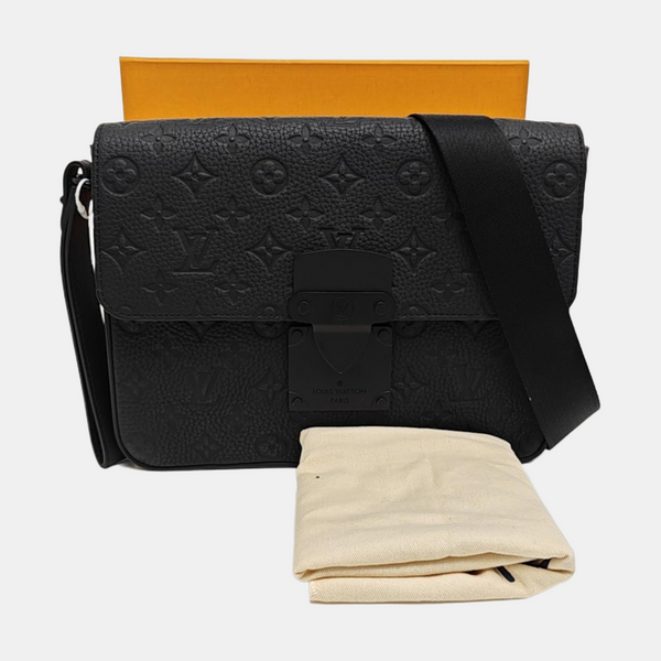 S LOCK Monogram Calfskin Black