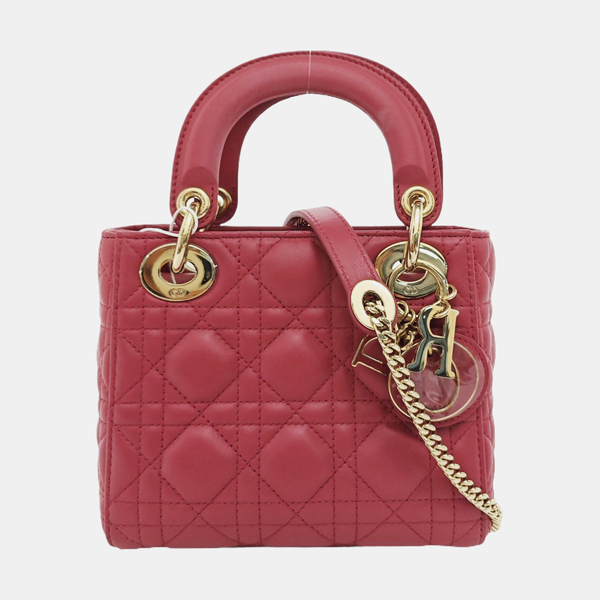 Lady Dior Mini Cannage Lambskin Red