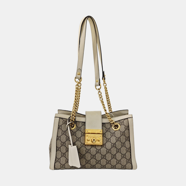 Padlock Small Monogram Coated Canvas Beige