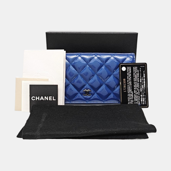Quilted Calfskin Wallet Blue
