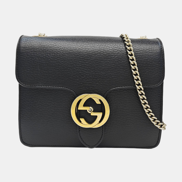 Interlocking G Small Calfskin Black