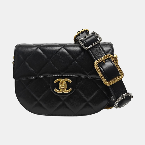 Quilted Calfskin Shoulder Bag Black