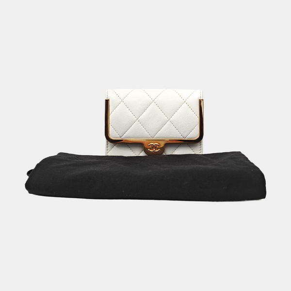 Quilted Lambskin Shoulder Bag White