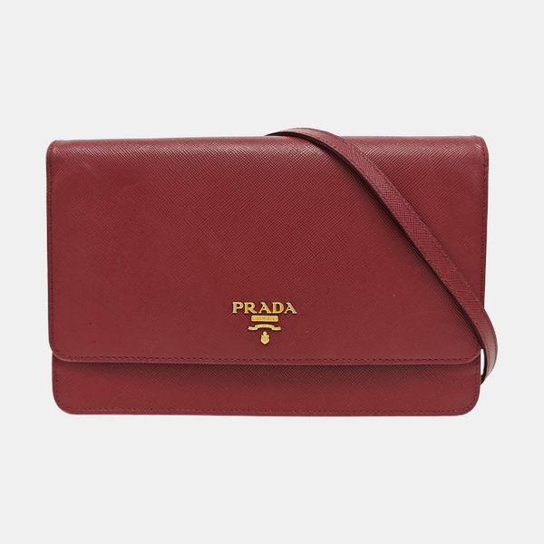 Saffiano Calfskin Shoulder Bag Red