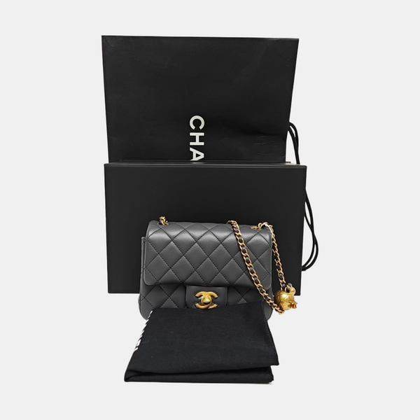 CLASSIC FLAP Mini Quilted Lambskin Gray