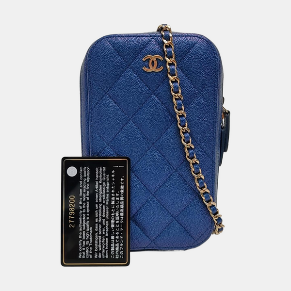 Quilted Grained Calfskin Blue