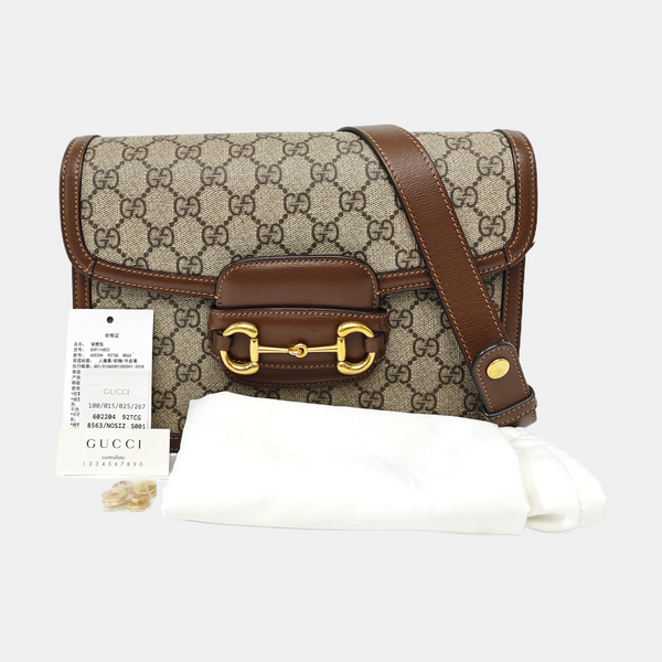 Horsebit 1955 Medium Monogram Coated Canvas Beige