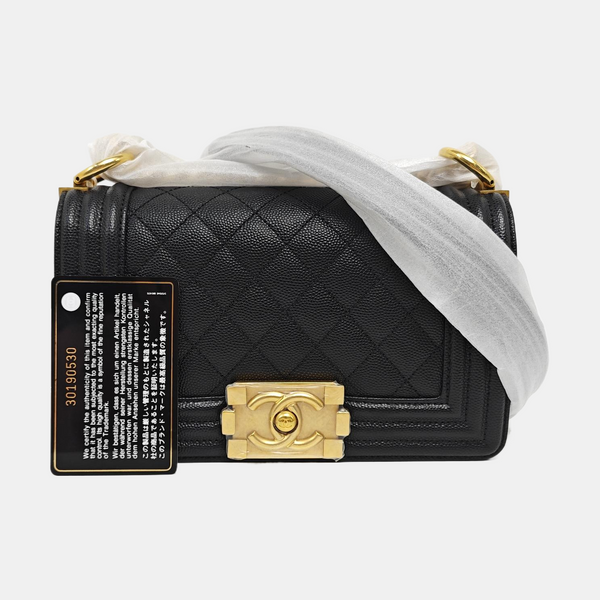 BOY CHANEL Small Quilted Grained Calfskin Black