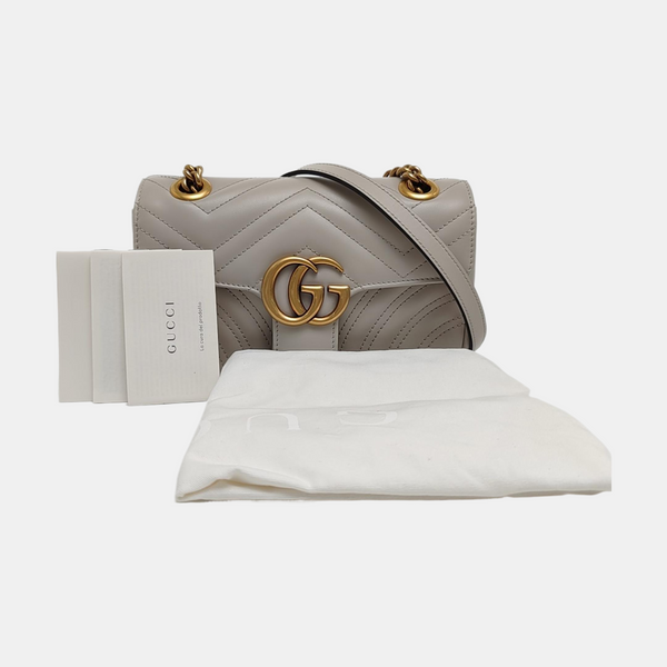 GG Marmont Small Quilted Calfskin Gray