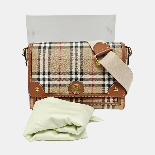 Coated Canvas Crossbody Bag Beige
