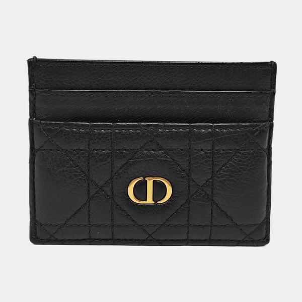 Dior Caro Cannage Calfskin Black Card Holder