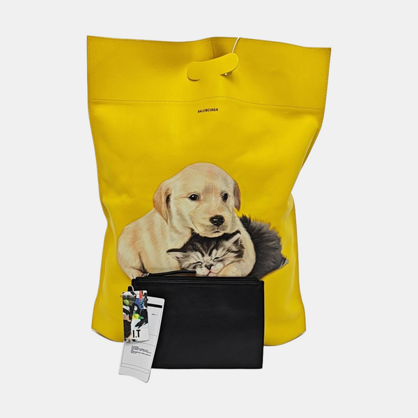 Calfskin Top Handle Bag Medium Yellow