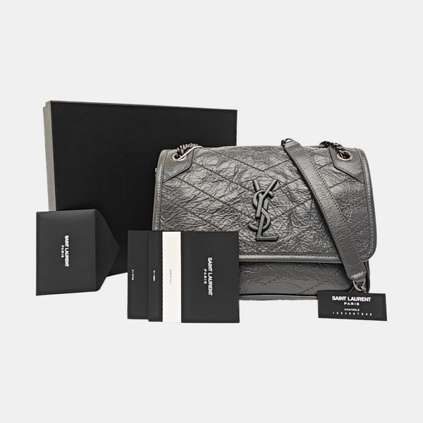 NIKI Small Chevron Calfskin Gray