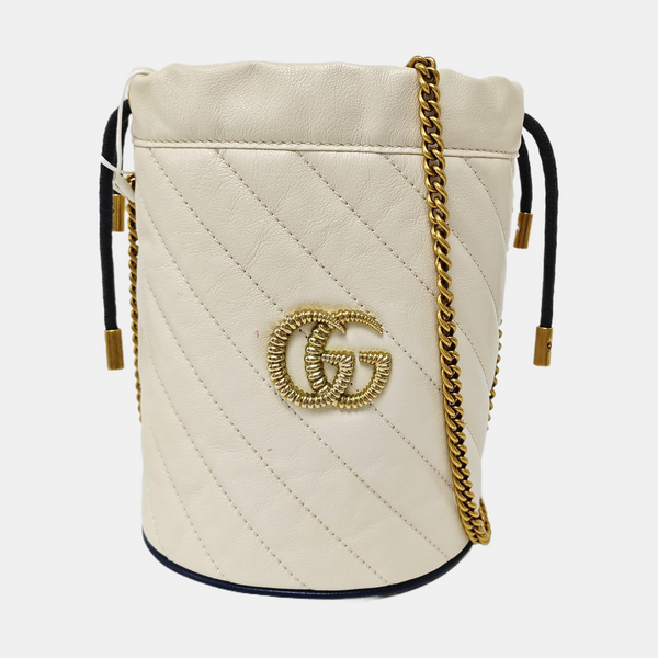 GG Marmont Mini Piel de Becerro Acolchada Blanca
