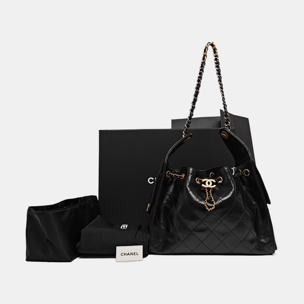 CHANEL 25 Small Quilted Calfskin Black